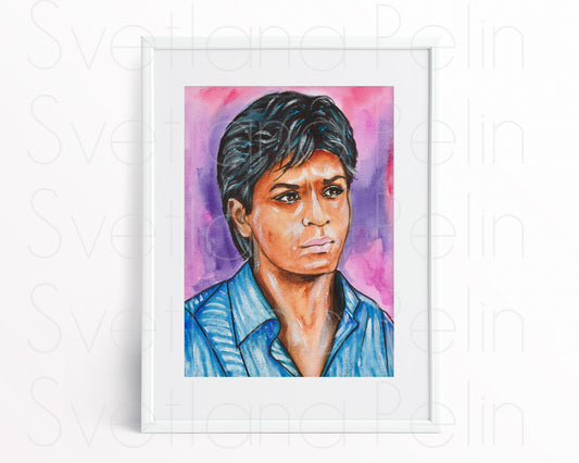 Shah Rukh Khan, ORIGINAL Watercolor Painting, Artwork by Svetlana Pelin