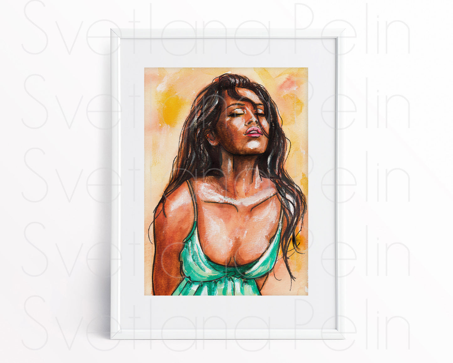 Megan Fox, ORIGINAL Watercolor Painting, Artwork by Svetlana Pelin