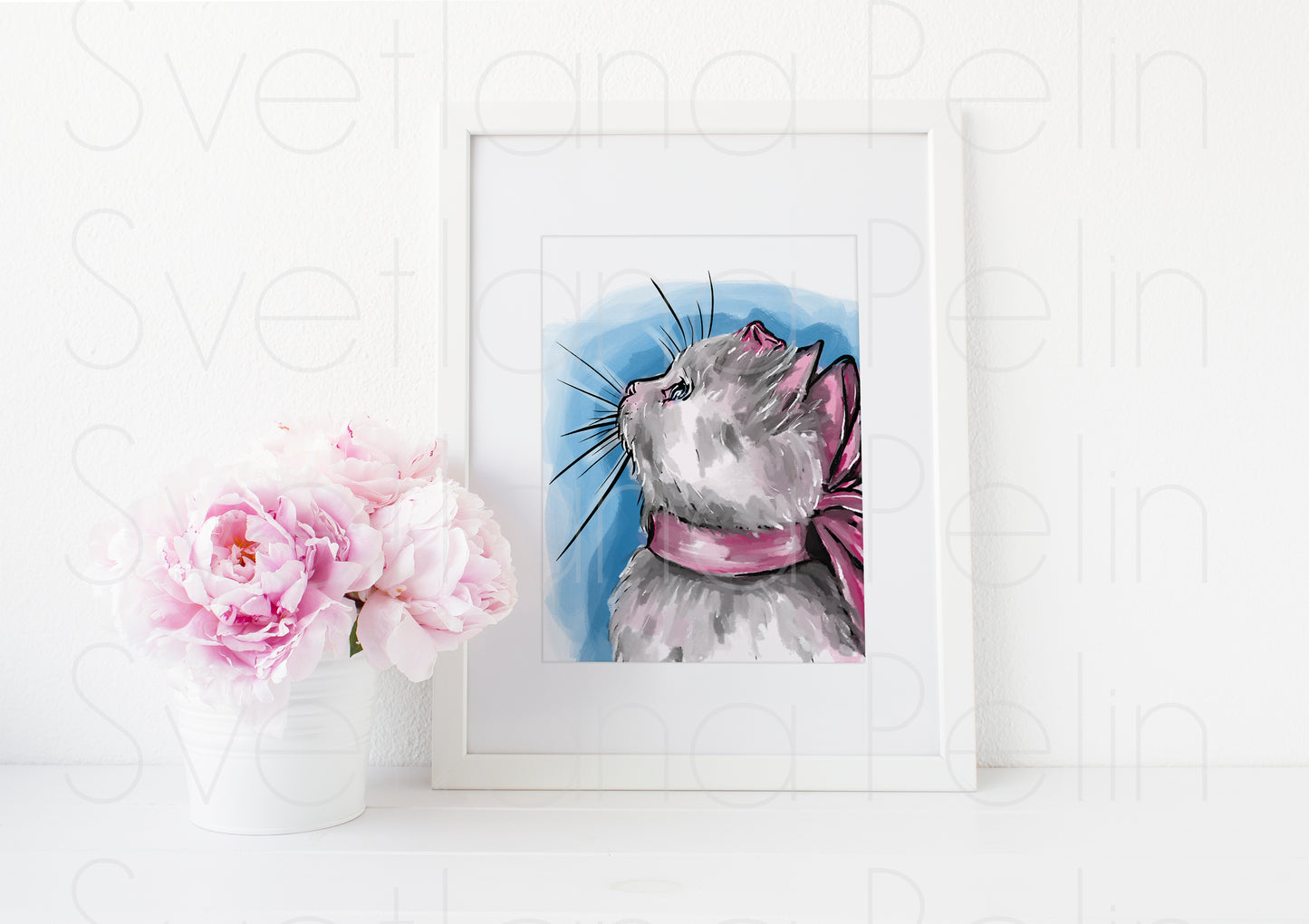 KITTY, Cat, ART PRINT Signed by Artist