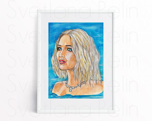 Jennifer Lawrence, ORIGINAL Watercolor Painting, Artwork by Svetlana Pelin