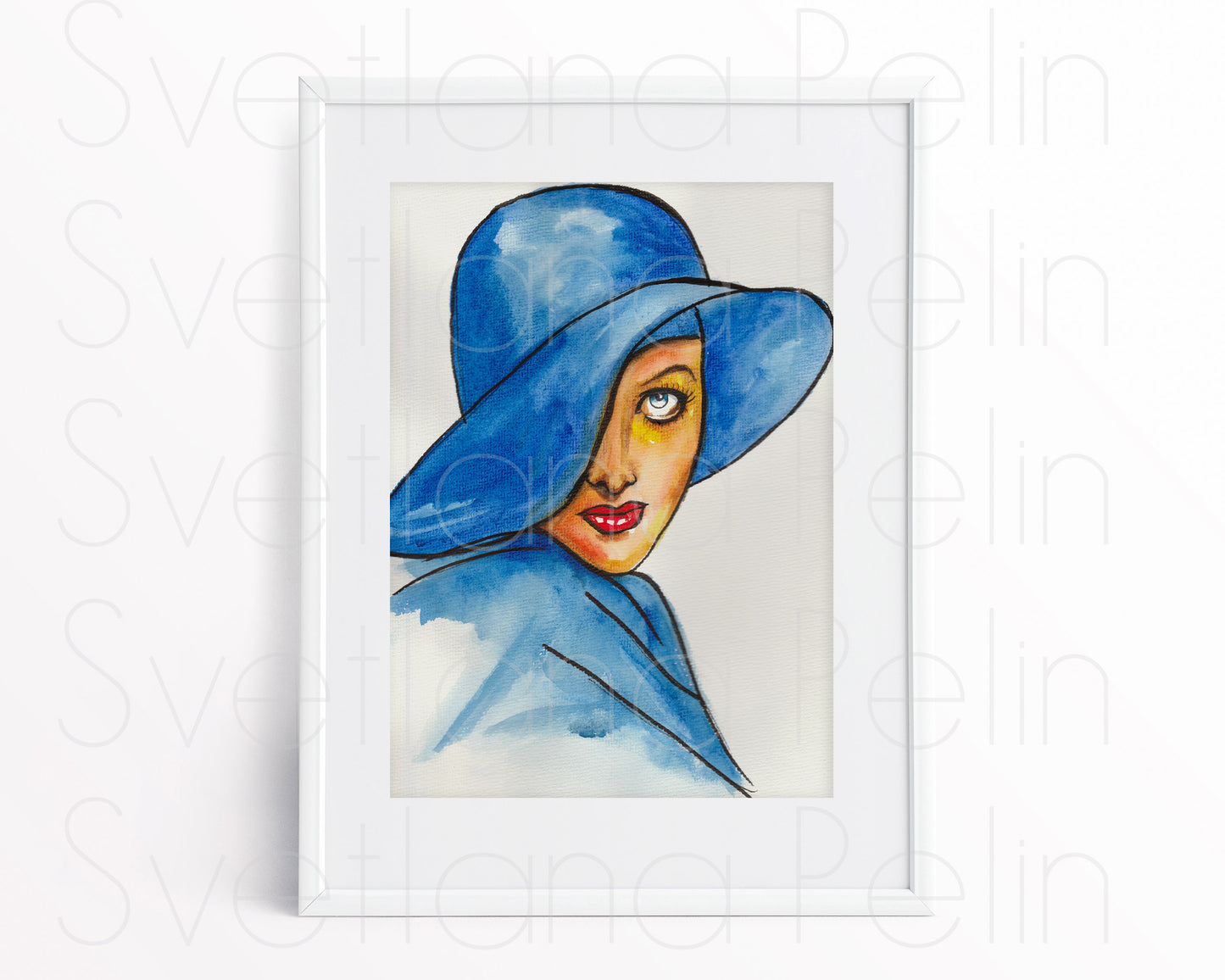 Joan Crawford, ORIGINAL Watercolor Painting, Artwork by Svetlana Pelin