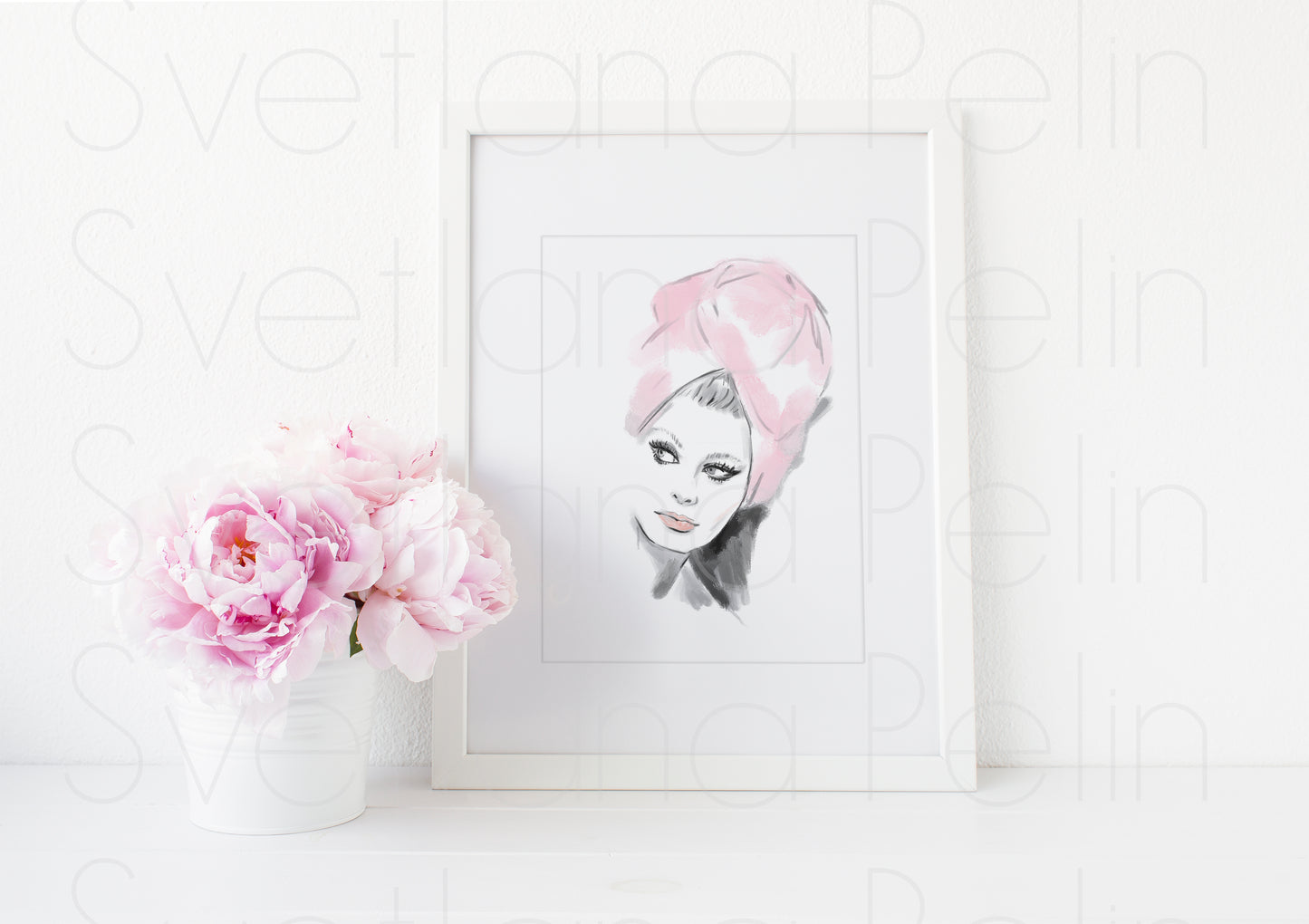 Sophia Loren, Pink Towel, Arabesque, ART PRINT Signed by Artist