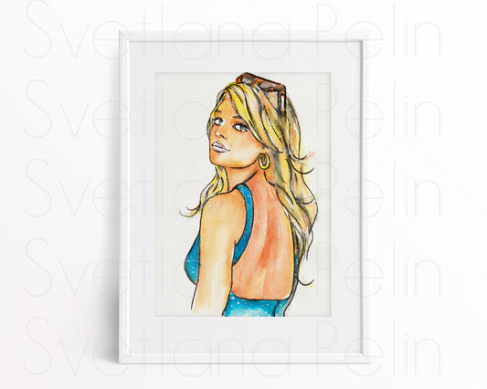 Margot Robbie, ORIGINAL Watercolor Painting, Artwork by Svetlana Pelin