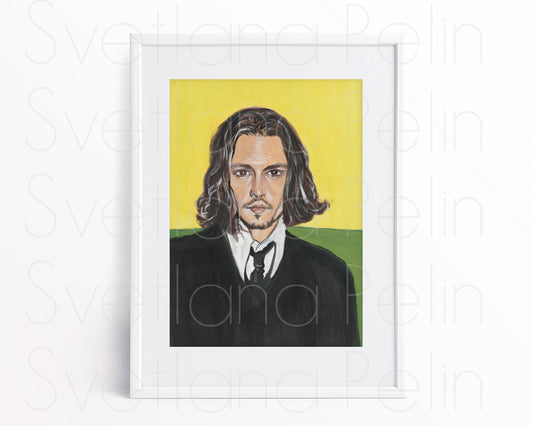 Johnny Depp, ORIGINAL Gouache Painting, Artwork by Svetlana Pelin