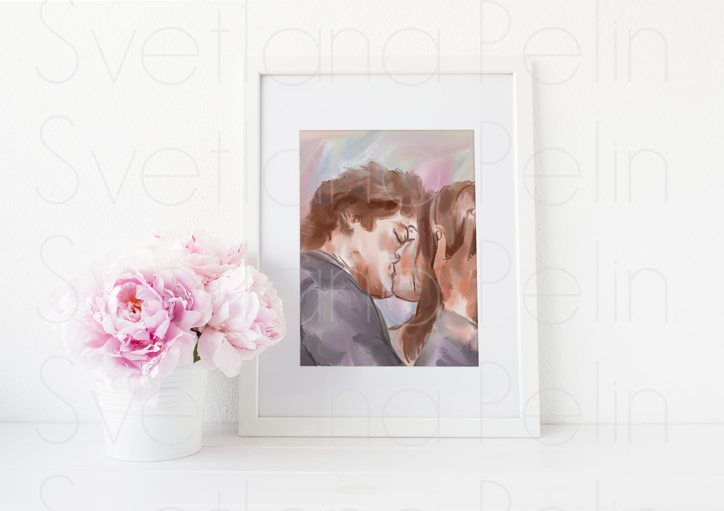 Couple Kissing, ART PRINT Signed by Artist