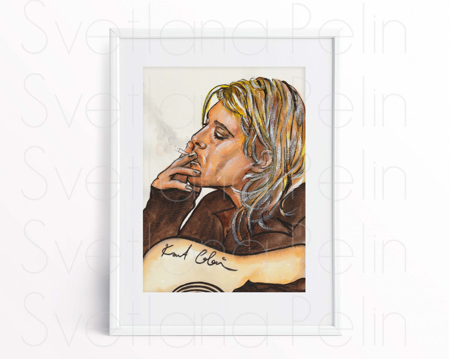 Kurt Cobain, KC, ORIGINAL Watercolor Painting, Artwork by Svetlana Pelin