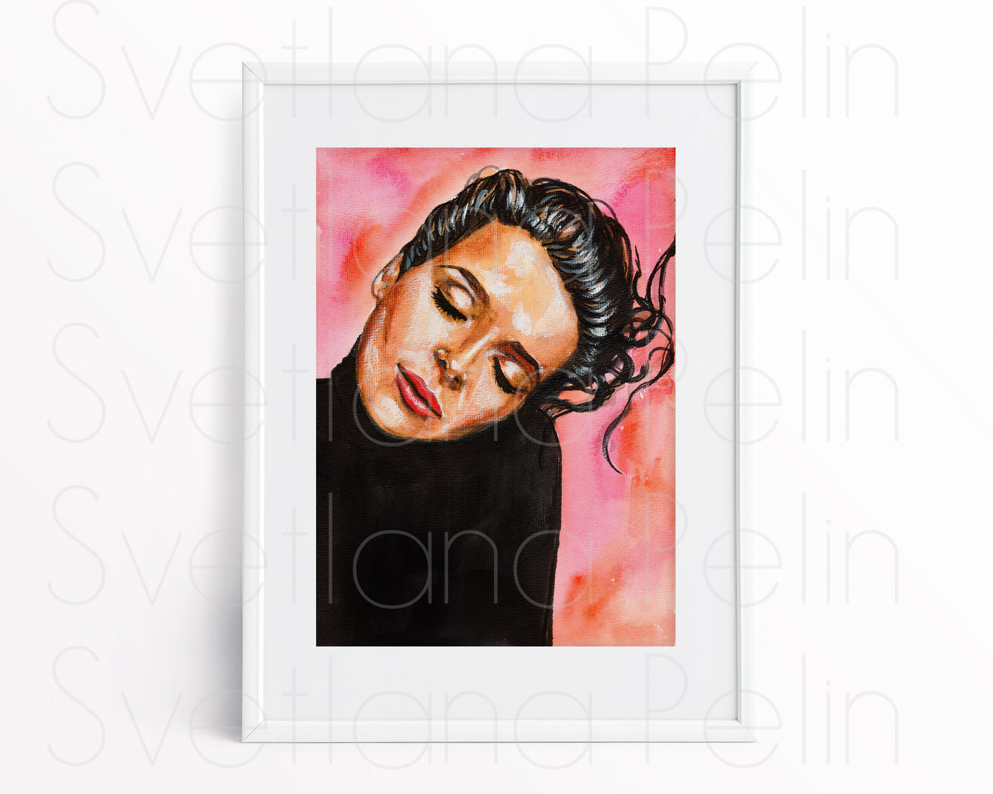Juliette Binoche, ORIGINAL Watercolor Painting, Artwork by Svetlana Pelin