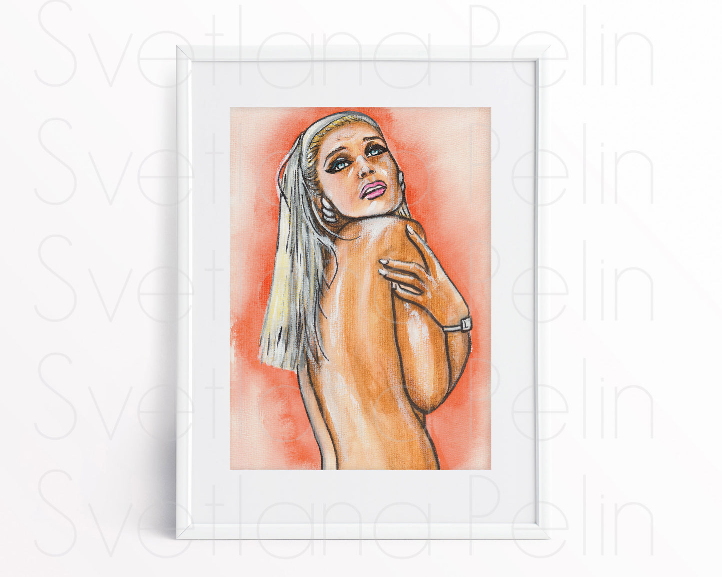 Svetlana Svetlichnaya, Diamond Arm, ORIGINAL Watercolor Painting, Artwork by Svetlana Pelin