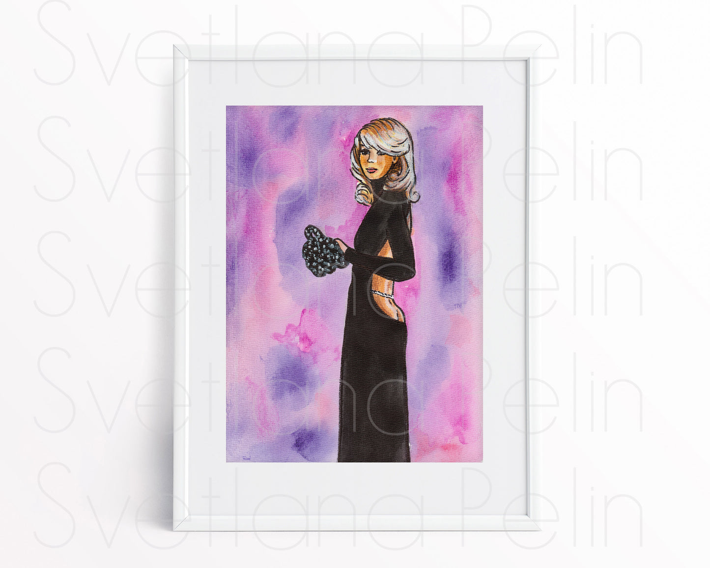 Mireille Darc, ORIGINAL Watercolor Painting, Artwork by Svetlana Pelin