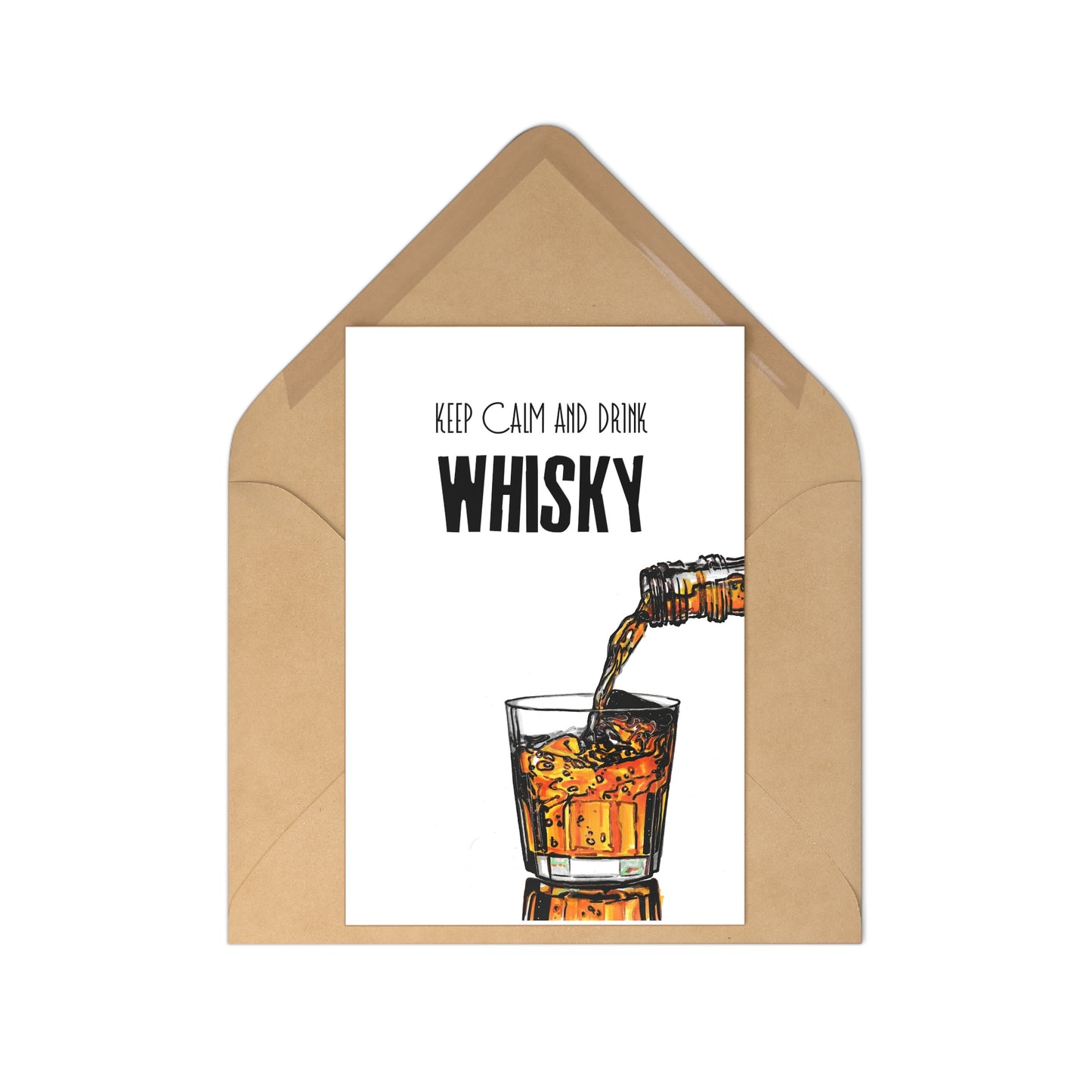 Keep Calm Drink Whiskey, Card for Him, Postcards (7 pcs)