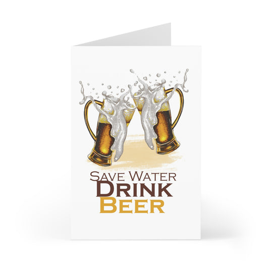 Drink Beer Save Water, Card for Him, Greeting Cards (7 pcs)