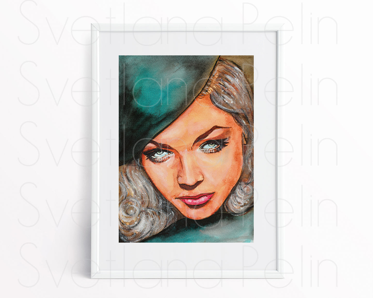 Lauren Bacall, ORIGINAL Watercolor Painting, Artwork by Svetlana Pelin