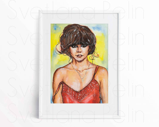 Linda Ronstadt, ORIGINAL Watercolor Painting, Artwork by Svetlana Pelin