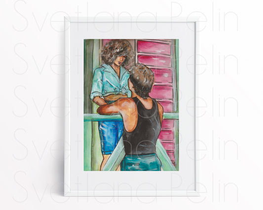 Dirty Dancing, Jennifer Grey, Patrick Swayze, ORIGINAL Watercolor Painting, Artwork by Svetlana Pelin