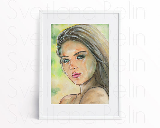 Ornella Muti, ORIGINAL Watercolor Painting, Artwork by Svetlana Pelin