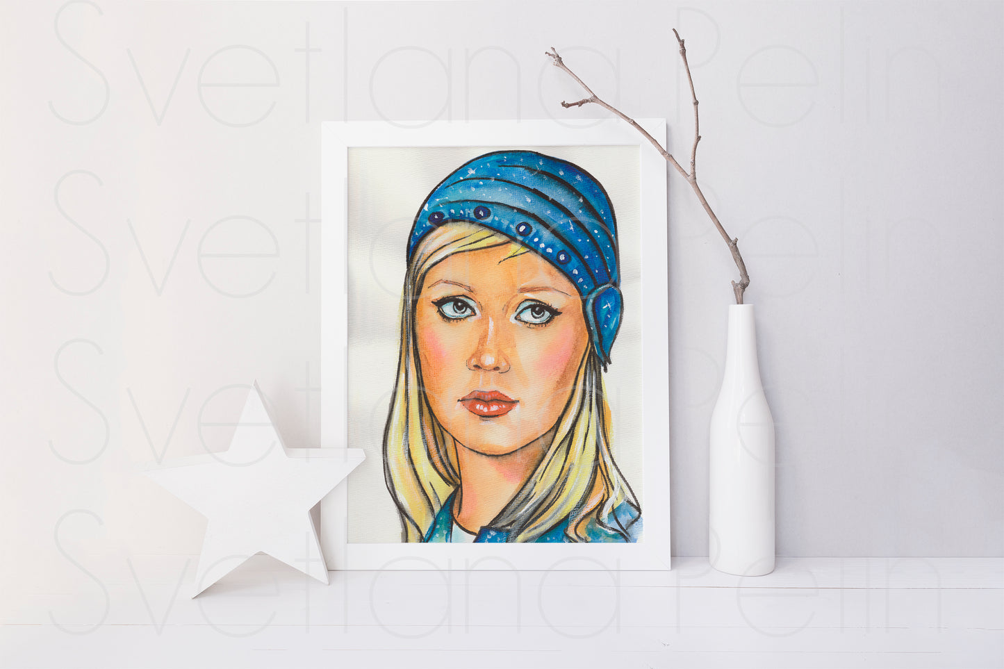 Agnetha AF, ORIGINAL Watercolor Painting, Artwork by Svetlana Pelin