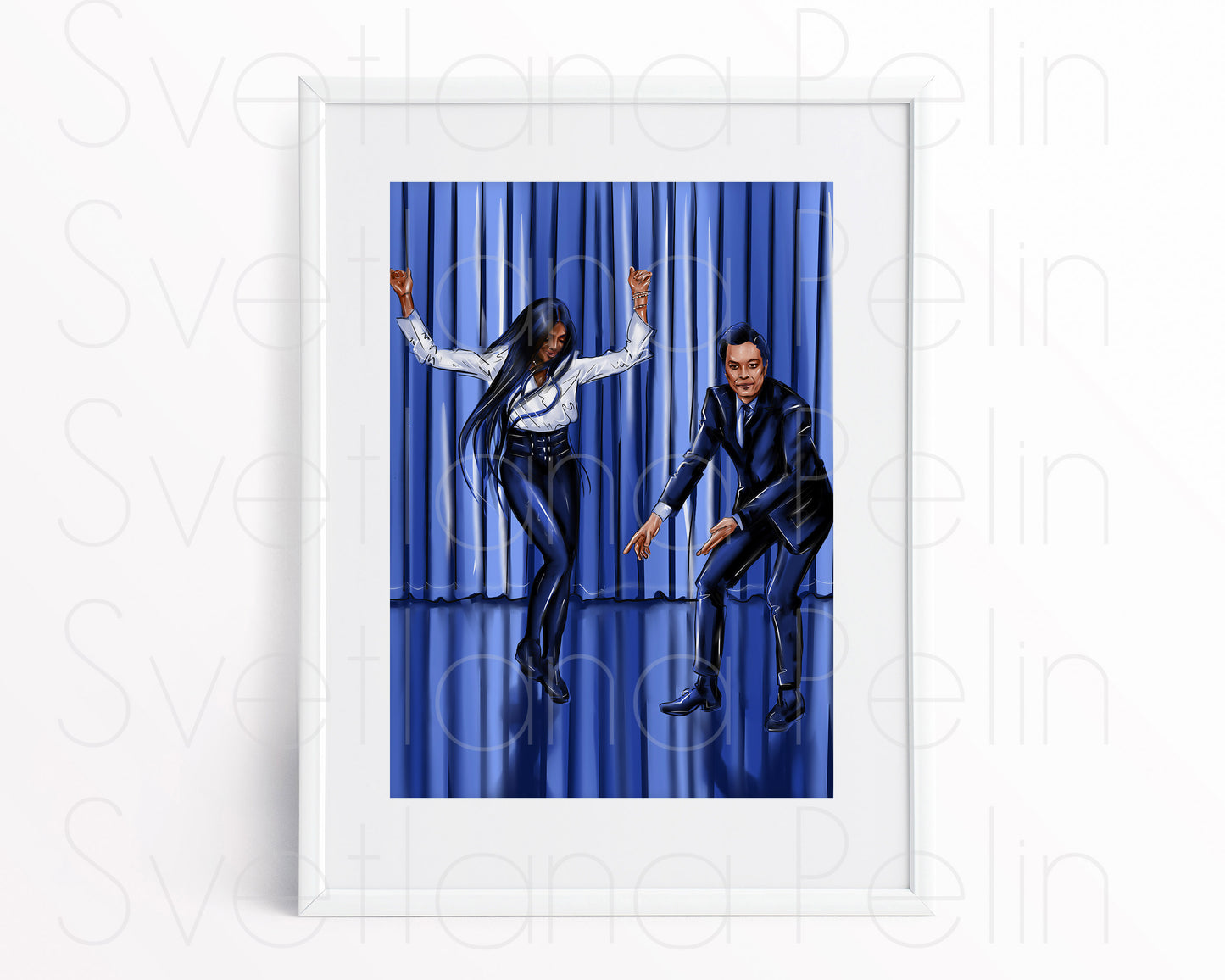 Naomi Campbell, Jimmy Fallon, ART PRINT Signed by Artist