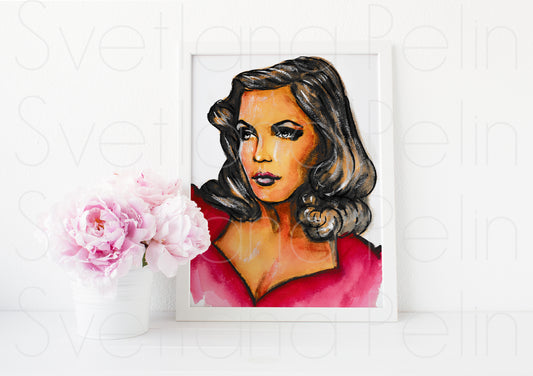 Gene Tierney, ART PRINT Signed by Artist