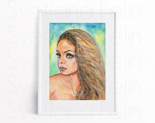 Mila Kunis, ORIGINAL Watercolor Painting, Artwork by Svetlana Pelin