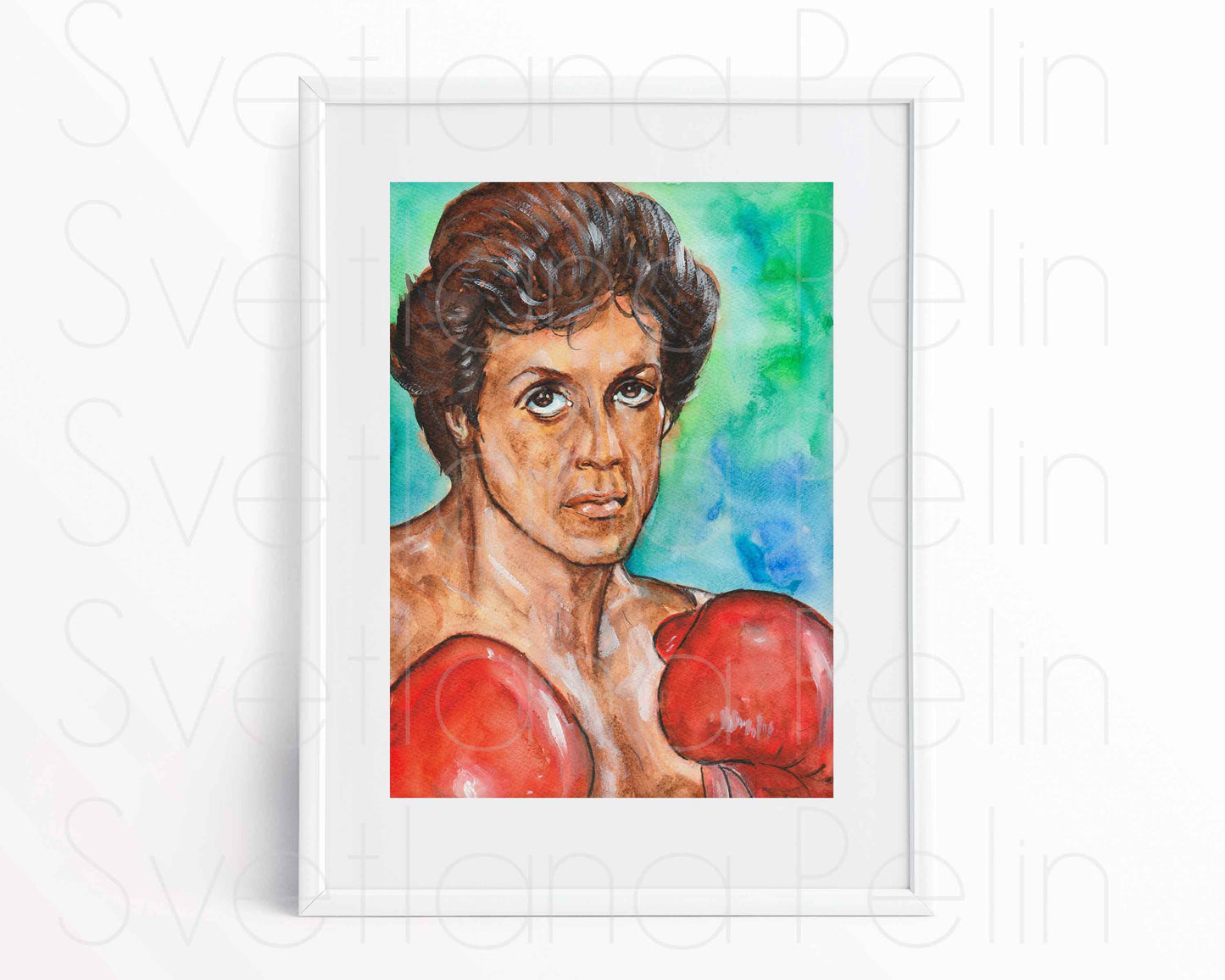 Sylvester Stallone, ORIGINAL Watercolor Painting, Artwork by Svetlana Pelin