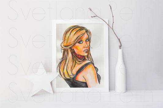 Agnetha AF, ORIGINAL Watercolor Painting, Artwork by Svetlana Pelin