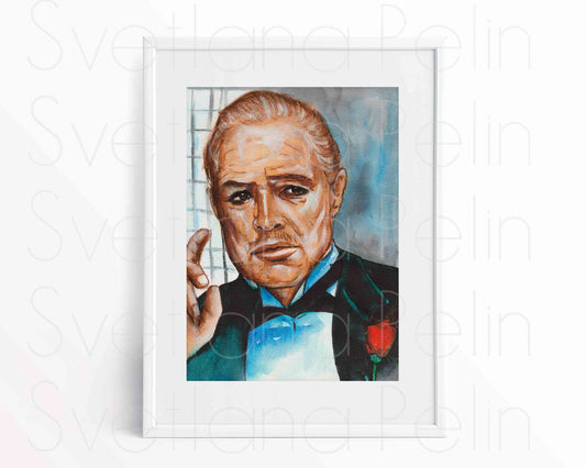 Marlon Brando, ORIGINAL Watercolor Painting, Artwork by Svetlana Pelin