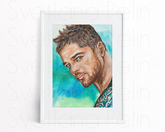 Ricky Martin, RM, ORIGINAL Watercolor Painting, Artwork by Svetlana Pelin