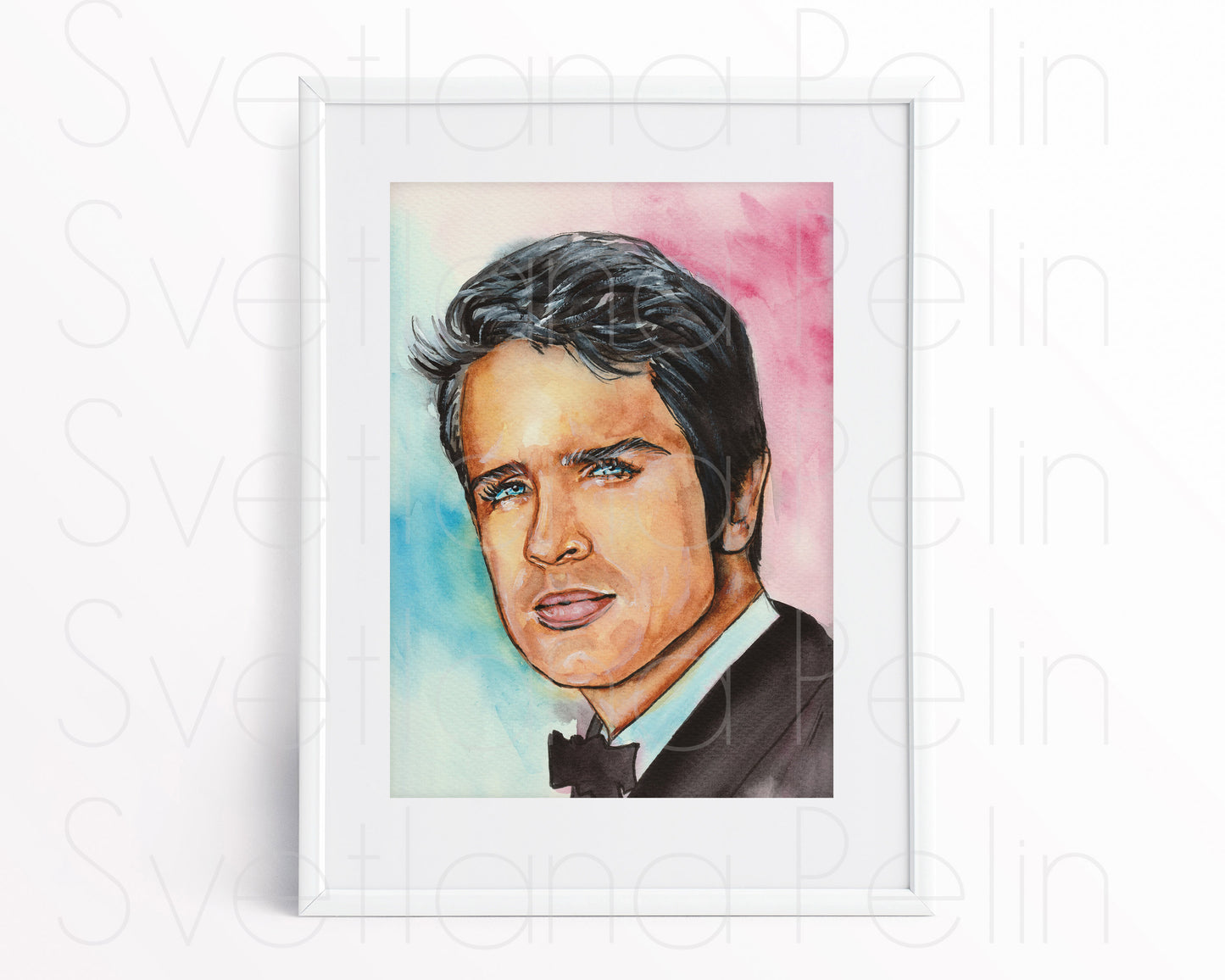 Warren Beatty, ORIGINAL Watercolor Painting, Artwork by Svetlana Pelin