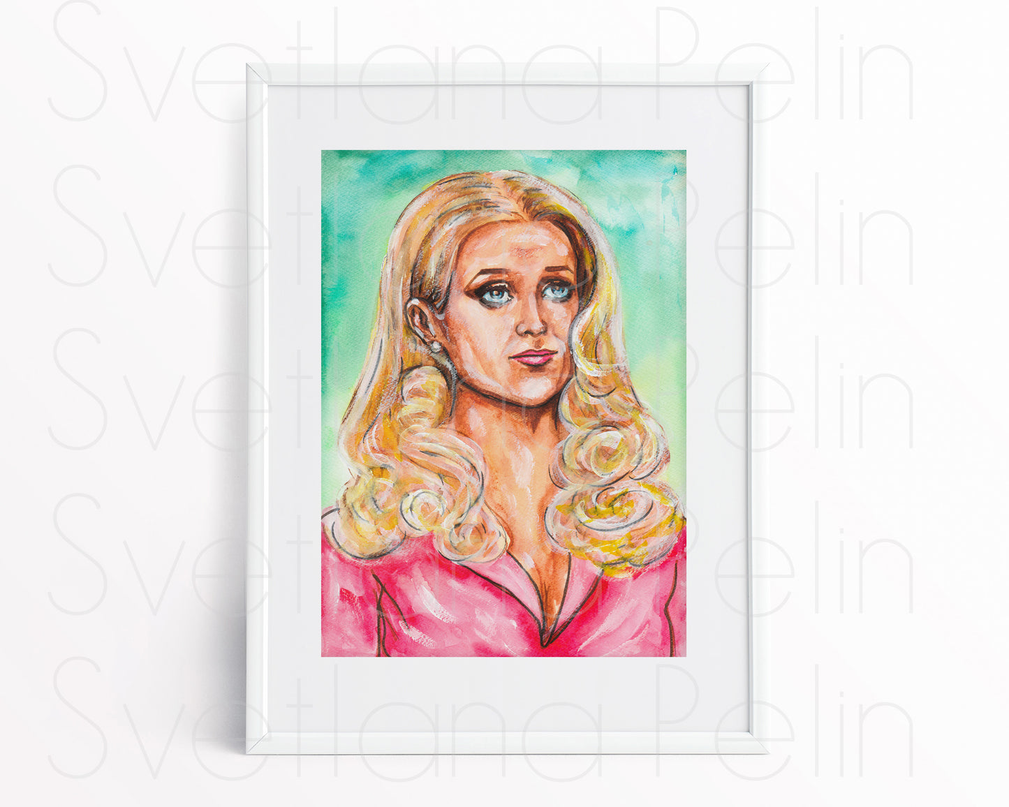 Reese Witherspoon, Elle Woods, Legally Blonde, ORIGINAL Watercolor Painting, Artwork by Svetlana Pelin