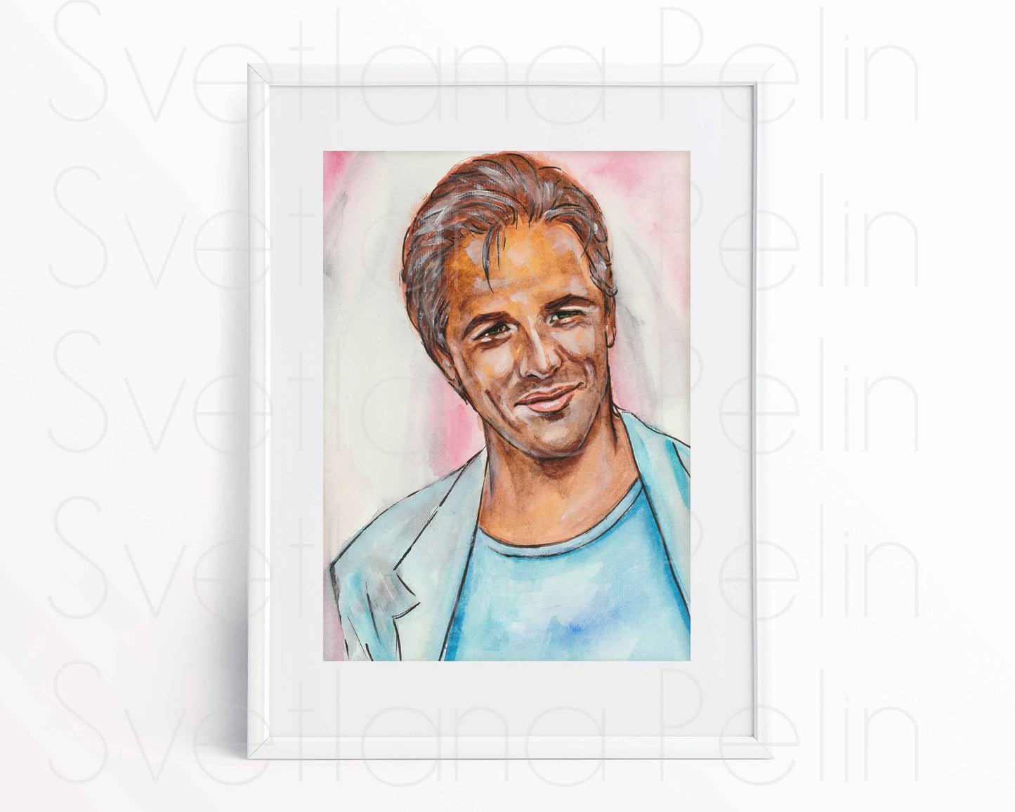 Don Johnson, ORIGINAL Watercolour Painting, Artwork by Svetlana Pelin