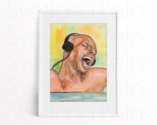 Omar Sy, The Intouchables, ORIGINAL Watercolor Painting, Artwork by Svetlana Pelin