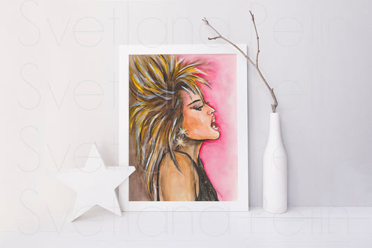 Miley Cyrus, ORIGINAL Watercolor Painting, Artwork by Svetlana Pelin