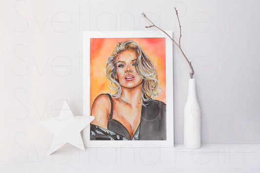 Kim Wilde, KW, ORIGINAL Watercolor Painting, Artwork by Svetlana Pelin