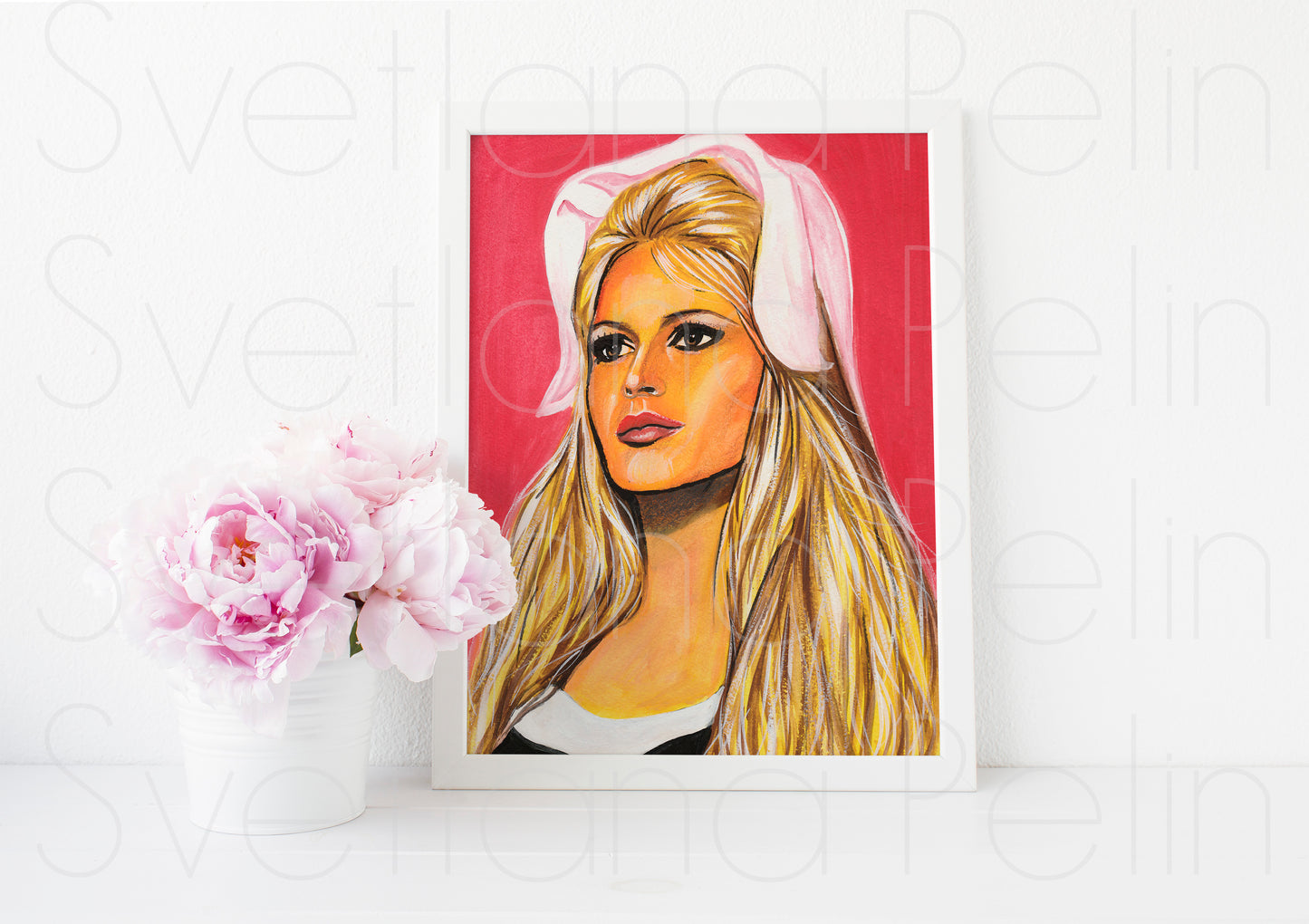 Brigitte Bardot, ORIGINAL Gouache Painting, Artwork by Svetlana Pelin