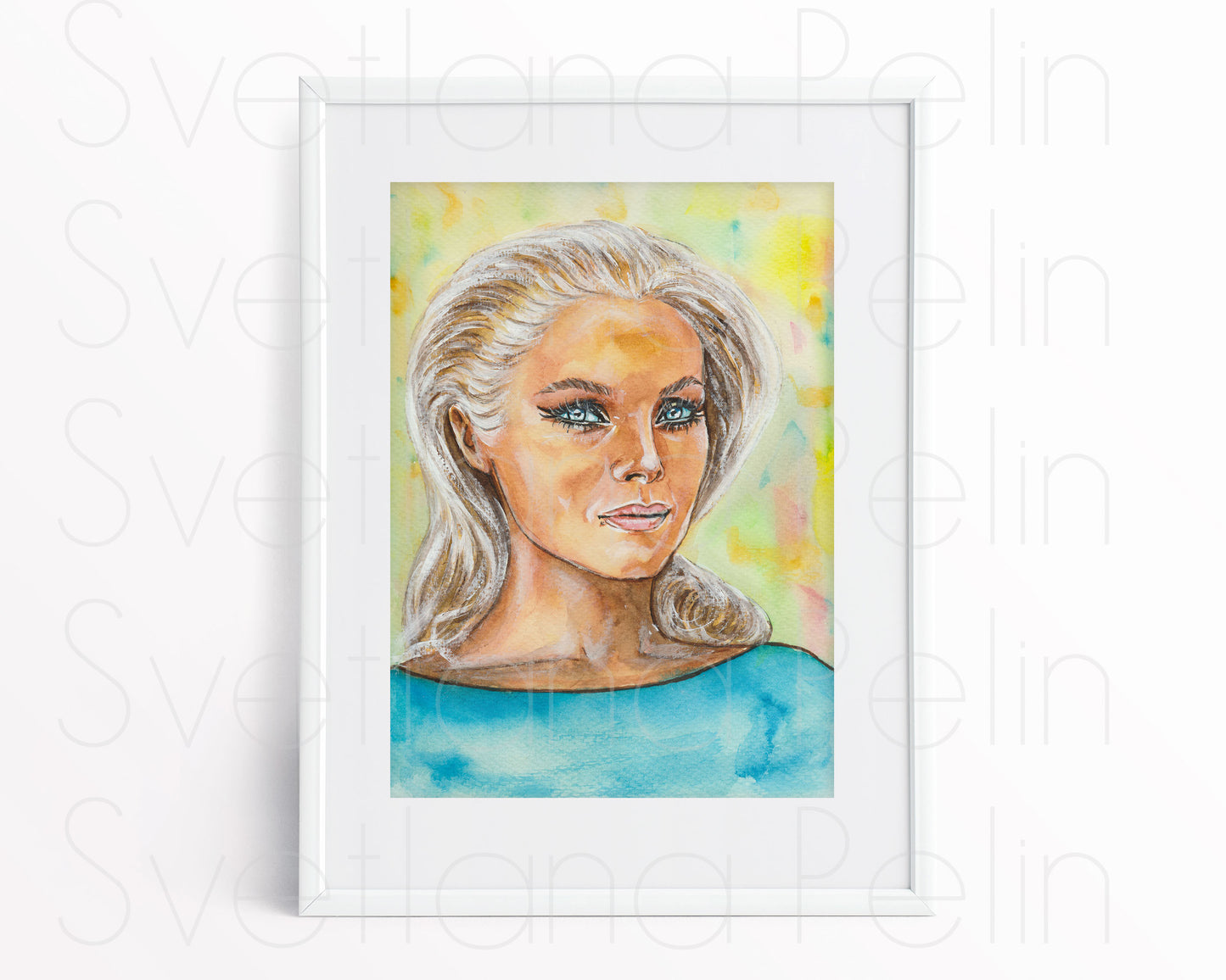 Virna Lisi, ORIGINAL Watercolor Painting, Artwork by Svetlana Pelin