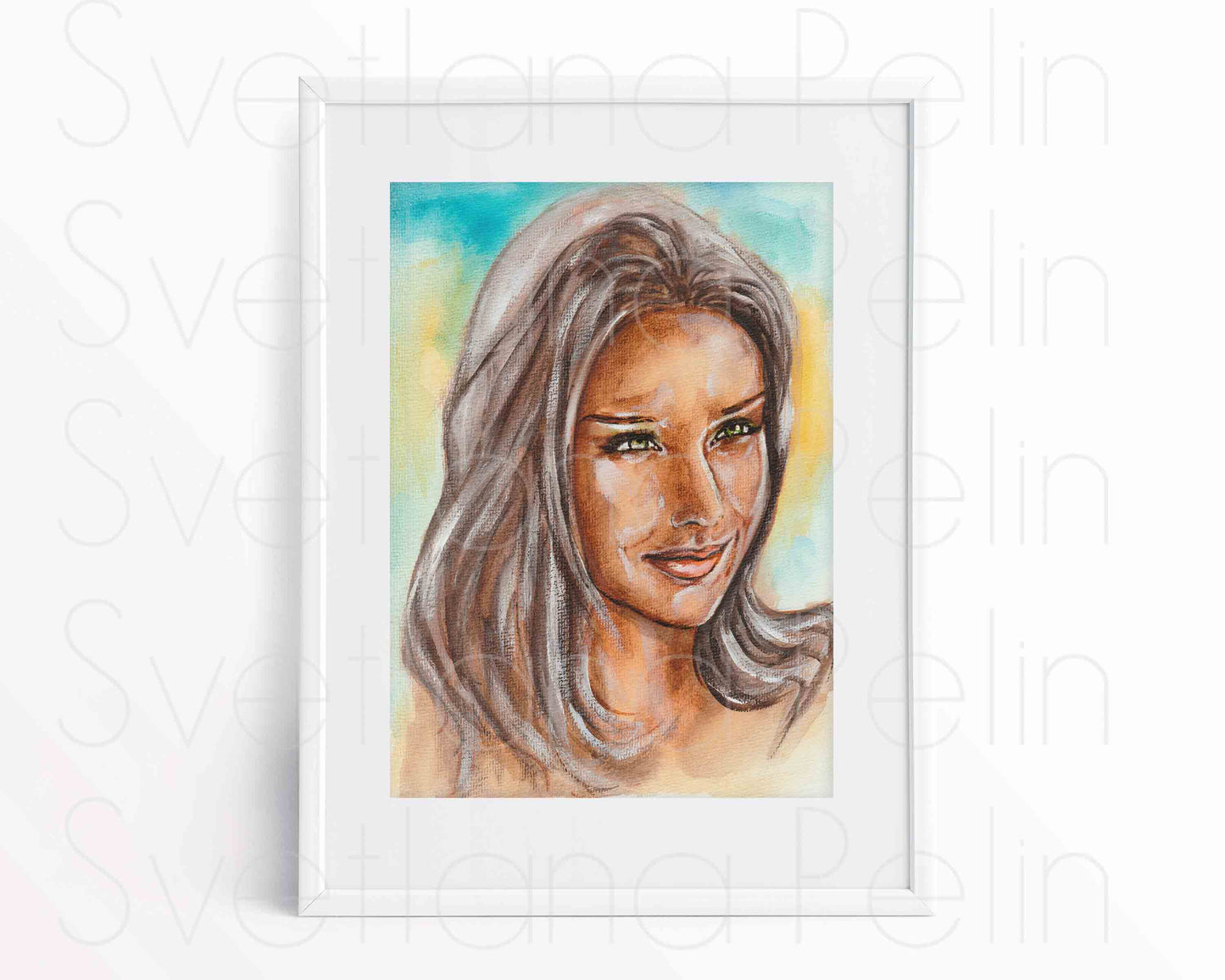 Claire Forlani, ORIGINAL Watercolour Painting, Artwork by Svetlana Pelin