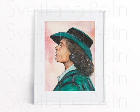 Ingrid Bergman, ORIGINAL Watercolor Painting, Artwork by Svetlana Pelin