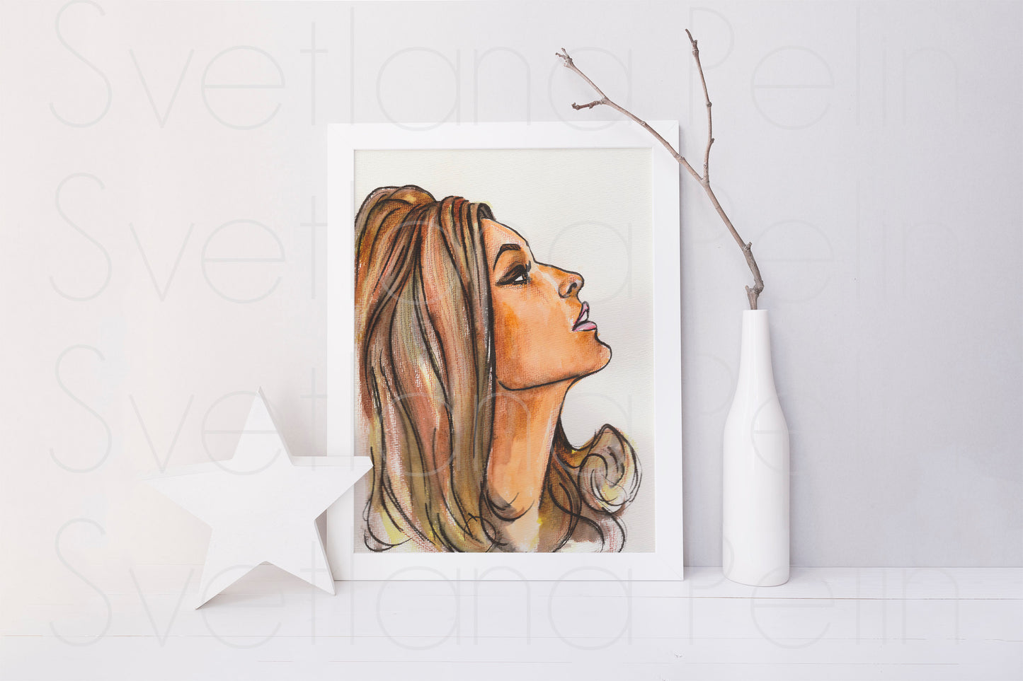 Sharon Tate, ORIGINAL Watercolor Painting, Artwork by Svetlana Pelin