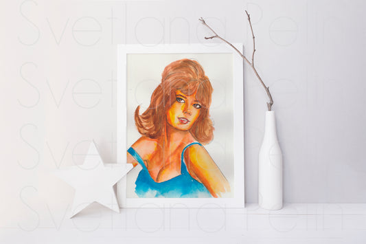 Natalie Wood, ORIGINAL Watercolor Painting, Artwork by Svetlana Pelin