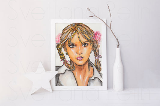 Britney, Singer, ORIGINAL Watercolour Painting, Artwork by Svetlana Pelin