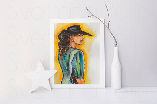 Julia Roberts, Pretty Woman, ORIGINAL Watercolor Painting, Artwork by Svetlana Pelin