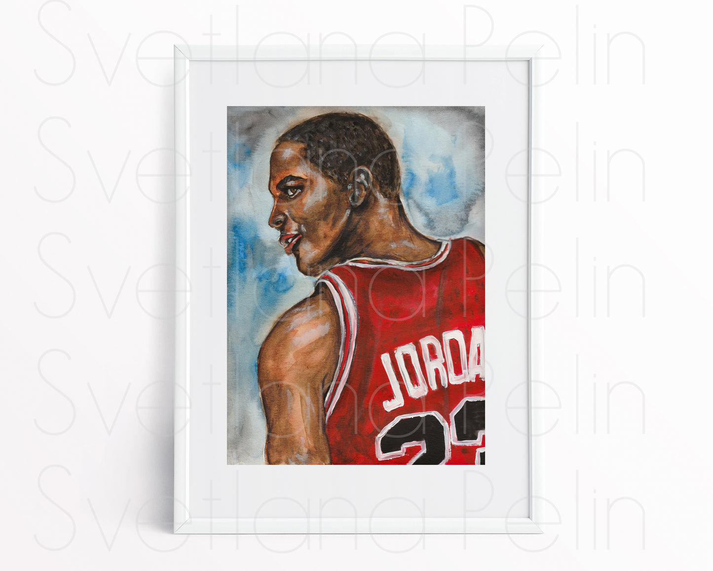 Michael Jordan, ORIGINAL Watercolor Painting, Artwork by Svetlana Pelin