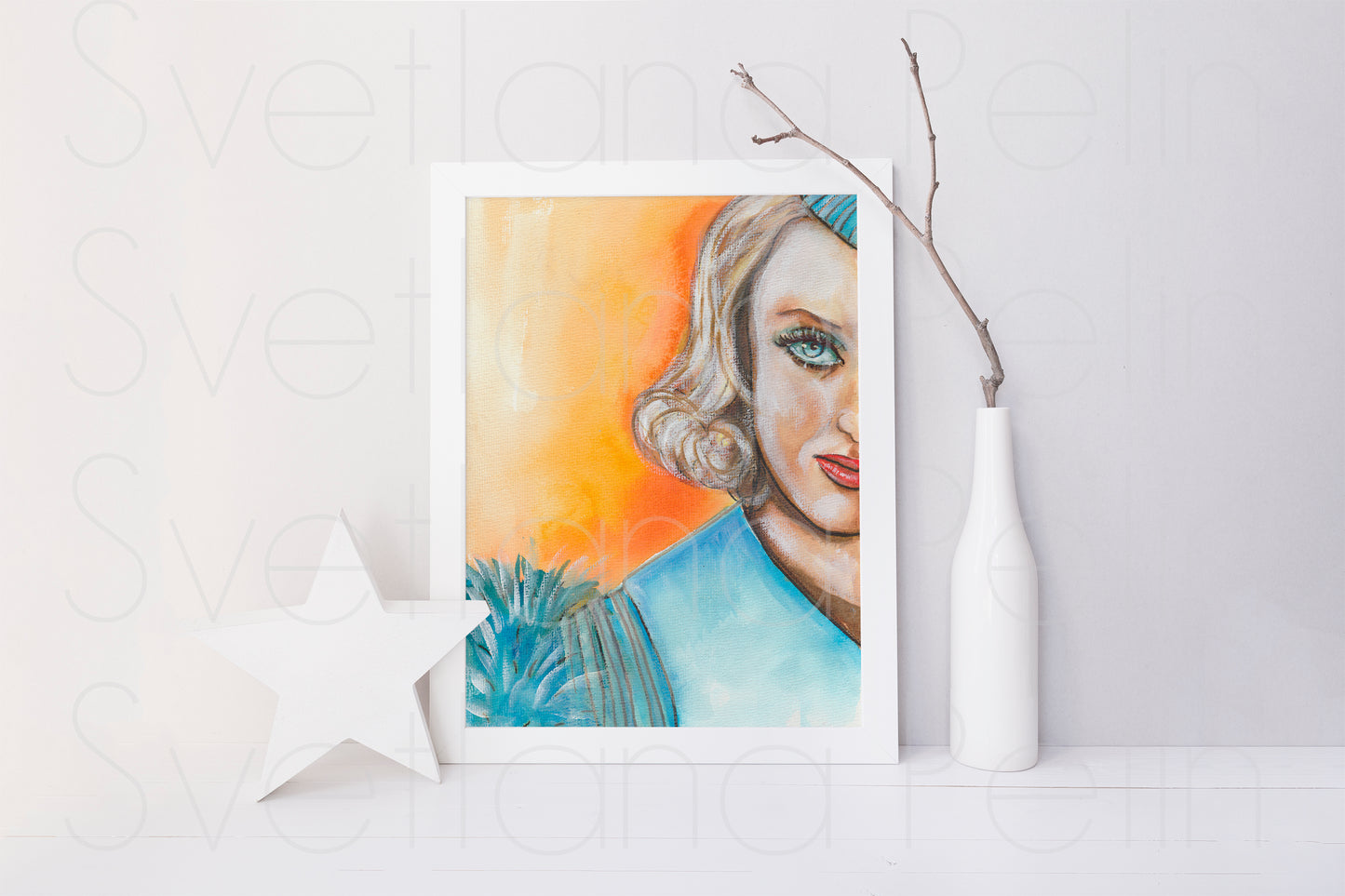 Bette Davis, ORIGINAL Watercolor Painting, Artwork by Svetlana Pelin