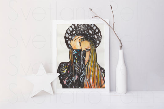 Avril Lavigne, ORIGINAL Watercolour Painting, Artwork by Svetlana Pelin