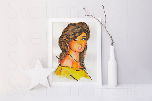 Sandra Cretu, ORIGINAL Watercolor Painting, Artwork by Svetlana Pelin