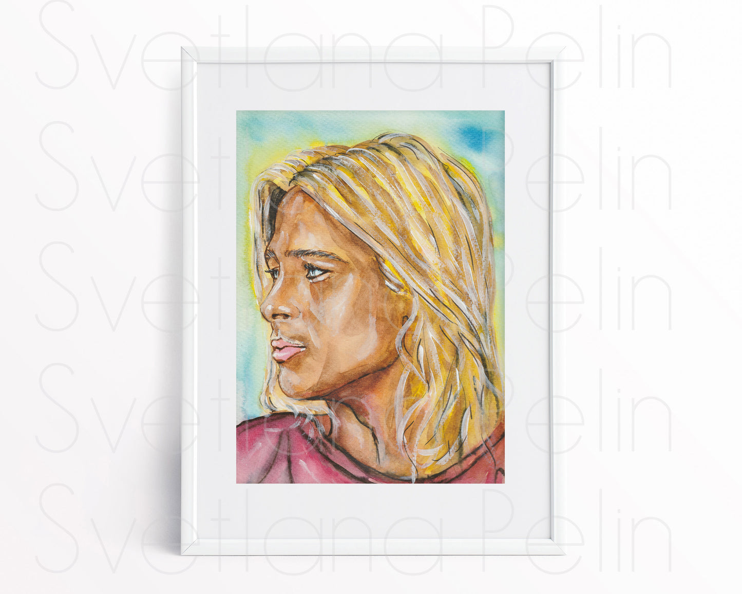 Brad Pitt, ORIGINAL Watercolour Painting, Artwork by Svetlana Pelin