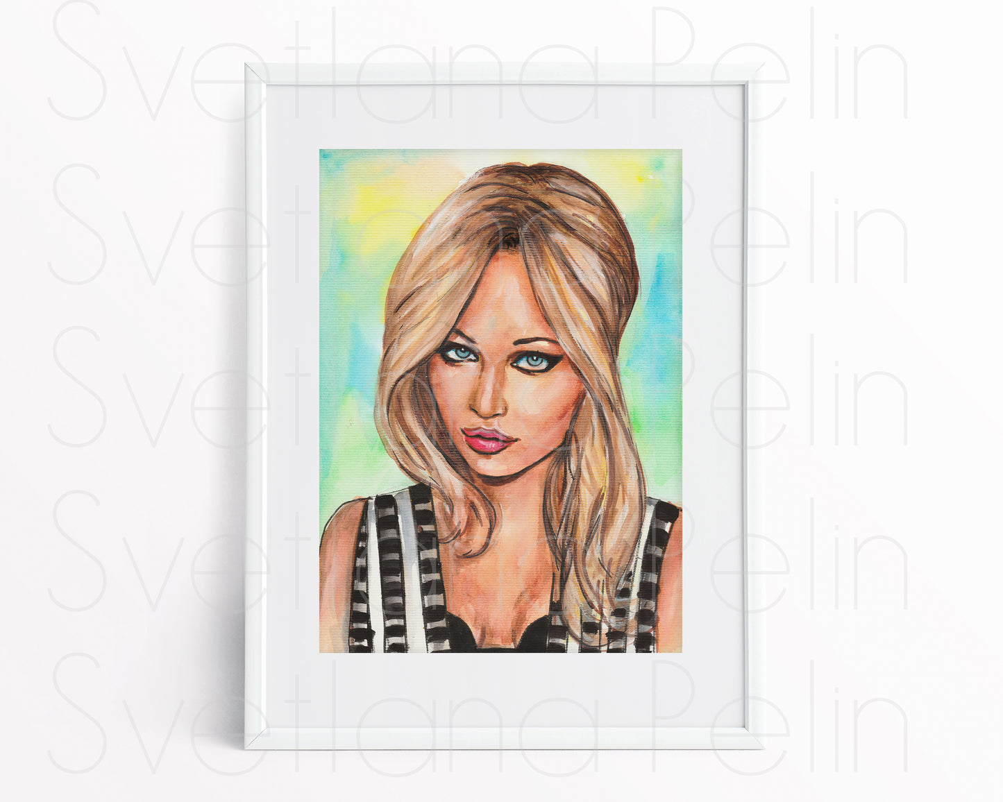 Jennifer Lawrence, ORIGINAL Watercolor Painting, Artwork by Svetlana Pelin