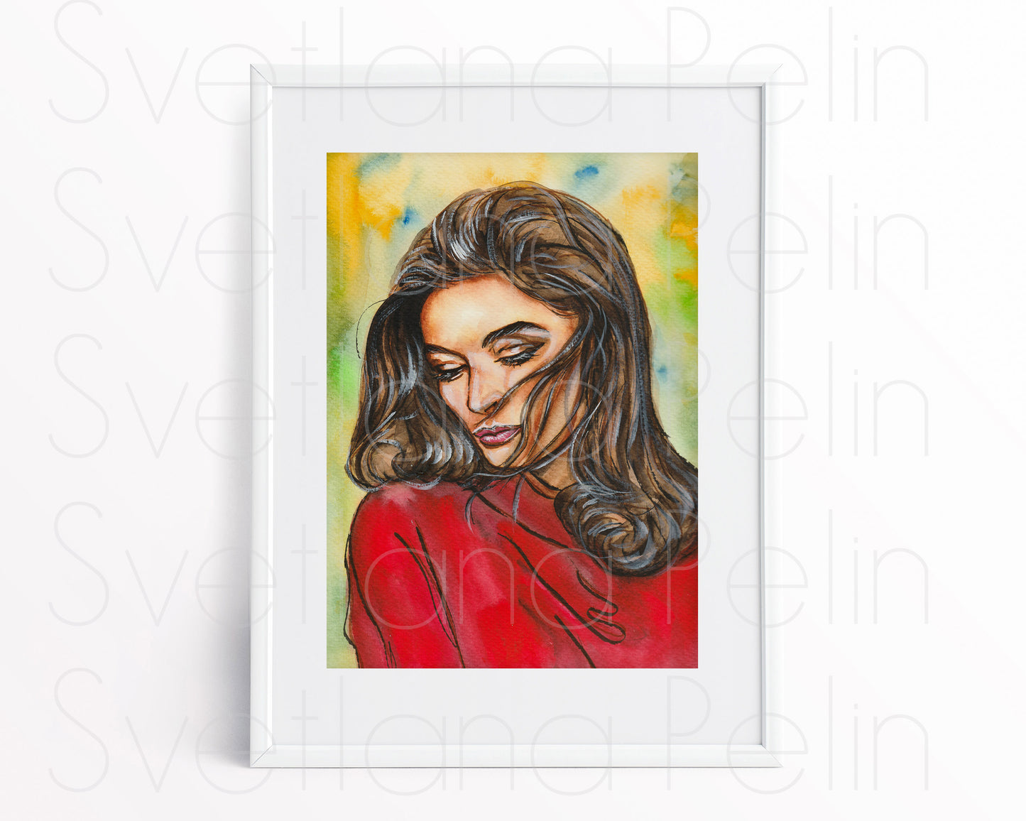 Anouk Aimée, ORIGINAL Watercolor Painting, Artwork by Svetlana Pelin