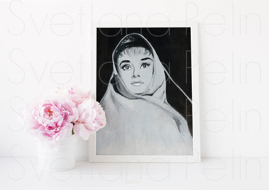 Audrey Hepburn, War & Peace, ART PRINT Signed by Artist