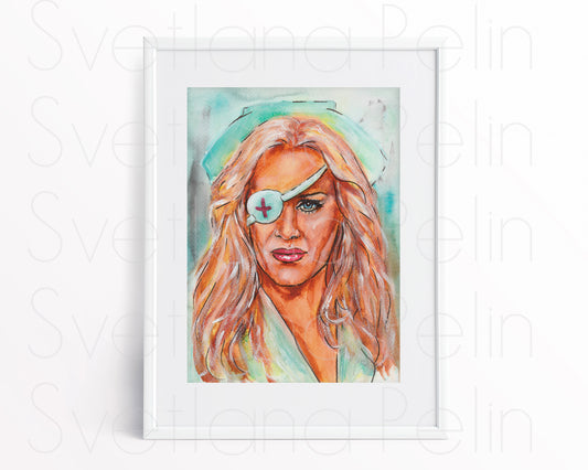 Daryl Hannah, ORIGINAL Watercolour Painting, Artwork by Svetlana Pelin